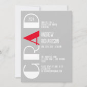 Minimalistisch wit rood afstuderen grijs aankondiging (Voorkant)