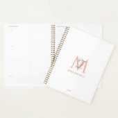 Minimalistisch Wit Rose Goud Monogram Naam Modern Planner (Display)