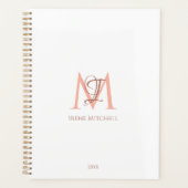 Minimalistisch Wit Rose Goud Monogram Naam Modern Planner (Voorkant)