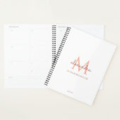 Minimalistisch Wit Rose Goud Monogram Naam Modern Planner (Display)