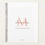 Minimalistisch Wit Rose Goud Monogram Naam Modern Planner<br><div class="desc">Dit eenvoudige,  elegante,  stijlvolle witte en roos gouden ontwerp is voorzien van uw persoonlijke naam en monogram in trendy,  stijlvolle topografie. Dit item kan worden en een uitstekend cadeau voor u,  uw familie en vrienden.</div>