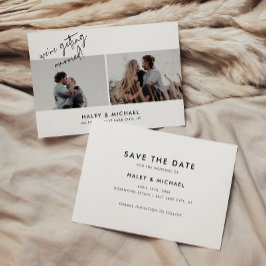 Minimalistisch wit script 2 foto bruiloft save the date