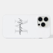 Minimalistisch wit script kalligrafie monogram iPhone hoesje (Achterkant horizontaal)