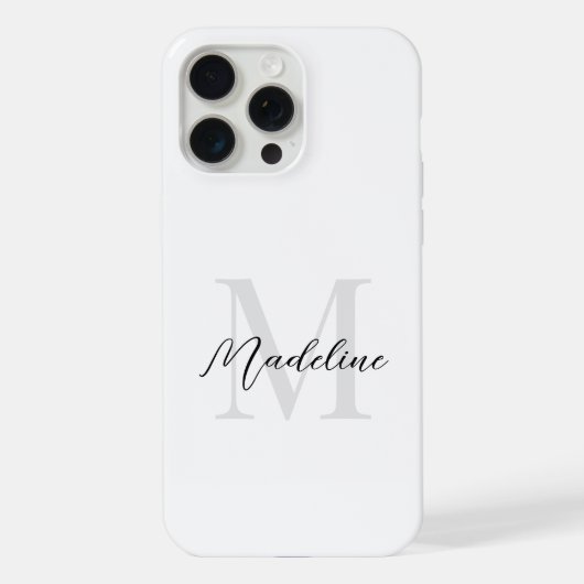 Minimalistisch wit script kalligrafie monogram iPhone hoesje (Achterkant)