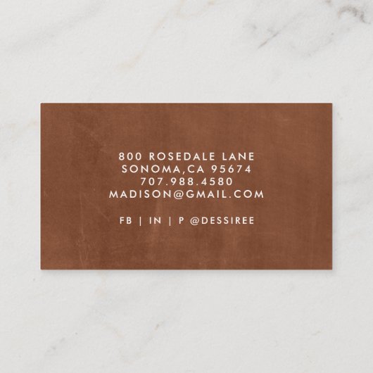 Minimalistisch wit script Mocha Visitekaartje (Achterkant)