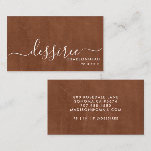 Minimalistisch wit script Mocha Visitekaartje (Voorkant / Achterkant)