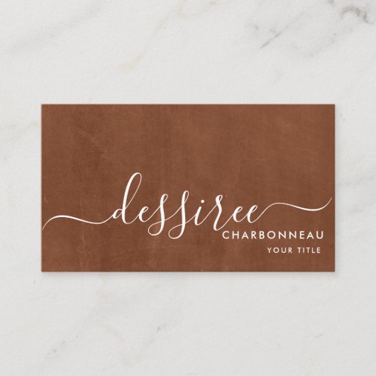 Minimalistisch wit script Mocha Visitekaartje (Voorkant)