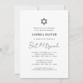 Minimalistisch wit script Modern Simple Bat Mitzva Kaart (Voorkant)