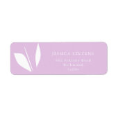 Minimalistisch wit silhouet blad paarse etiket (Voorkant)