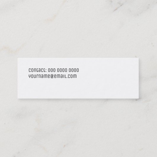 Minimalistisch wit slank mini visitekaartje (Achterkant)