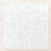 Minimalistisch wit Snowflake-patroon Glazen Onderzetter (Voorkant)