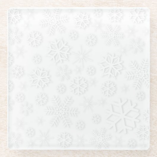 Minimalistisch wit Snowflake-patroon Glazen Onderzetter (Voorkant)