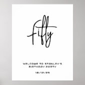 Minimalistisch wit vijftig verjaardag welkom teken poster (Voorkant)