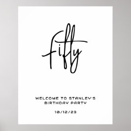 Minimalistisch wit vijftig verjaardag welkom teken poster