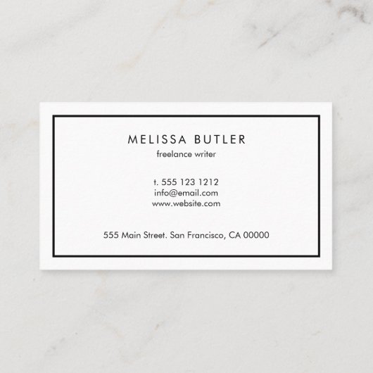 Minimalistisch wit visitekaartje (Achterkant)