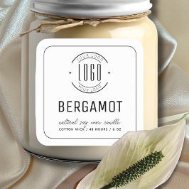 Minimalistisch wit voeg je logo border kaarsenlabe vierkante sticker