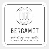 Minimalistisch wit voeg je logo border kaarsenlabe vierkante sticker (Voorkant)