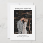 Minimalistisch wit vrolijk getrouwd kerst foto feestdagenkaart (Voorkant)