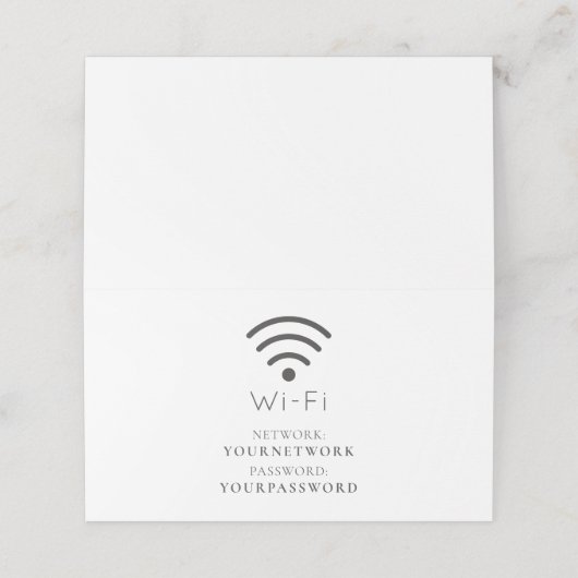 Minimalistisch wit Wi-Fi-teken Plaatskaartje (Buitenkant ongevouwen)