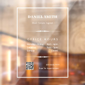 Minimalistisch wit zakelijk kantoor openingsuren Q Raamsticker (Vel 2)