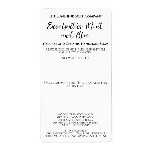 Minimalistisch wit zeep verpakkingslabel etiket (Voorkant)