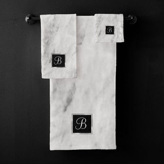 Minimalistisch wit zilver en grijs geweven marmer bad handdoek