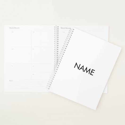 Minimalistisch wit zwart aangepaste jaar tekst mon planner (Display)