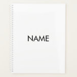 Minimalistisch wit zwart aangepaste jaar tekst mon planner<br><div class="desc">Minimalistische zwart-wit aangepaste naam tekst monogram initialen of jaar gepersonaliseerde Planner. Aangepaste zwarte tekst op een witte effen achtergrond met effen kleuren. U kunt het aanpassen met jouw naam,  monogram,  initialen,  jaar,  of douanetekst,  bedrijf,  kantoor of firmanaam,  enz</div>