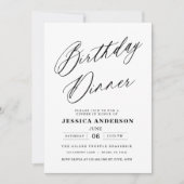 Minimalistisch Wit Zwart Elegant Verjaardagsdiner Kaart (Voorkant)