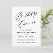 Minimalistisch Wit Zwart Elegant Verjaardagsdiner Kaart (Staand voorkant)