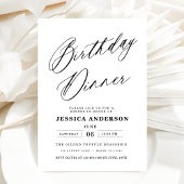 Minimalistisch Wit Zwart Elegant Verjaardagsdiner Kaart