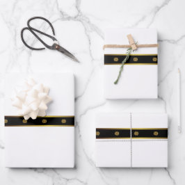 Minimalistisch wit zwart & goud geometrisch inpakpapier vel