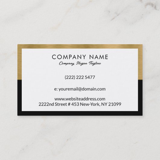 Minimalistisch wit, zwart goud Lijst Visitekaartje (Achterkant)