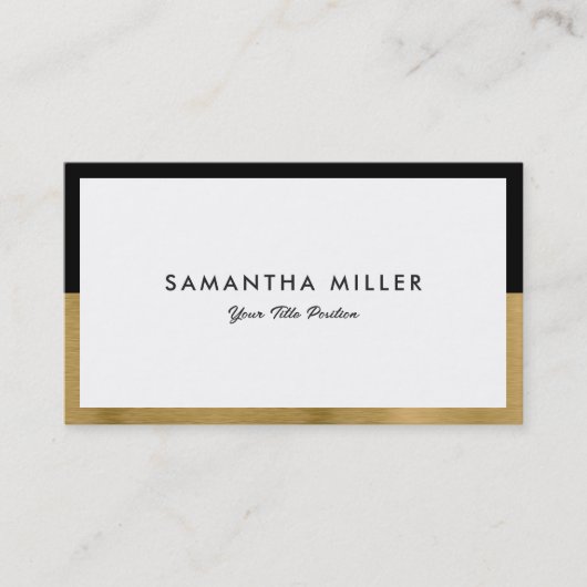 Minimalistisch wit, zwart goud Lijst Visitekaartje (Voorkant)