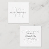 Minimalistisch Wit Zwart Grijs Monogram Vierkante Visitekaartje (Voorkant / Achterkant)