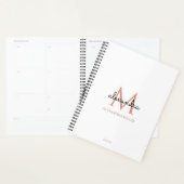 Minimalistisch Wit Zwart Roos Goud Monogram Naam Planner (Display)