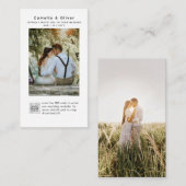 MINIMALISTISCH Wit & Zwart Trouwfoto QR CODE Informatiekaartje (Voorkant / Achterkant)