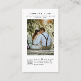 MINIMALISTISCH Wit & Zwart Trouwfoto QR CODE Informatiekaartje