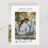 MINIMALISTISCH Wit & Zwart Trouwfoto QR CODE Kaart (Voorkant / Achterkant)