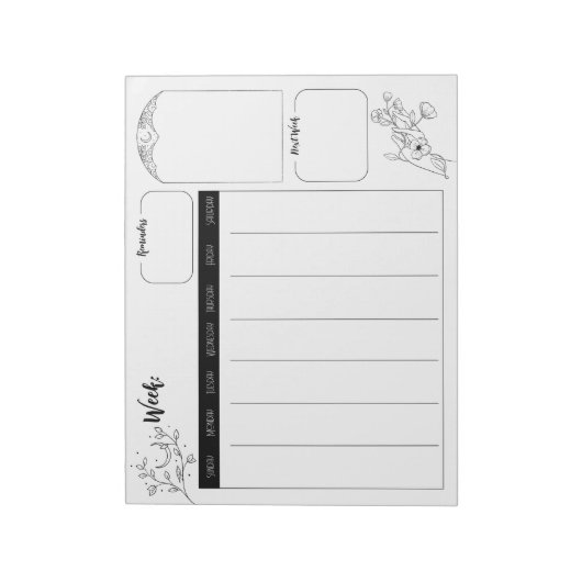 Minimalistisch Witchy Weekly Planner Notitieblok (Linkerzijde)