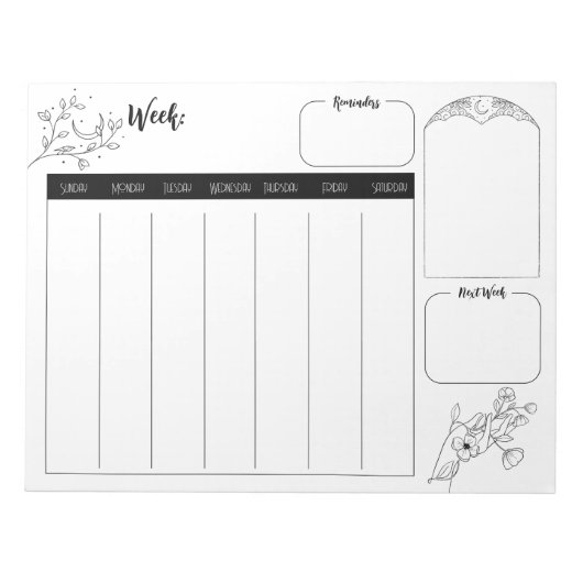 Minimalistisch Witchy Weekly Planner Notitieblok (Voorkant)