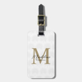 Minimalistisch witgoud anahaw blad script monogram bagagelabel (Voorkant verticaal)