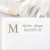 Minimalistisch witgoud anahaw blad script monogram etiket (Insitu)