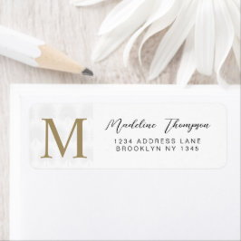 Minimalistisch witgoud anahaw blad script monogram etiket