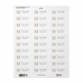 Minimalistisch witgoud anahaw blad script monogram etiket (Full Sheet)