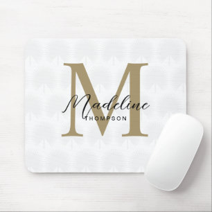 Minimalistisch witgoud anahaw blad script monogram muismat