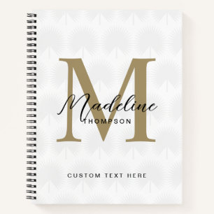 Minimalistisch witgoud anahaw blad script monogram notitieboek