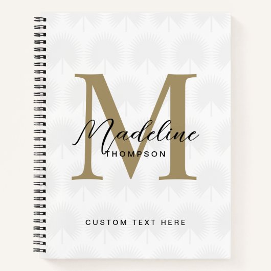 Minimalistisch witgoud anahaw blad script monogram notitieboek (Voorkant)