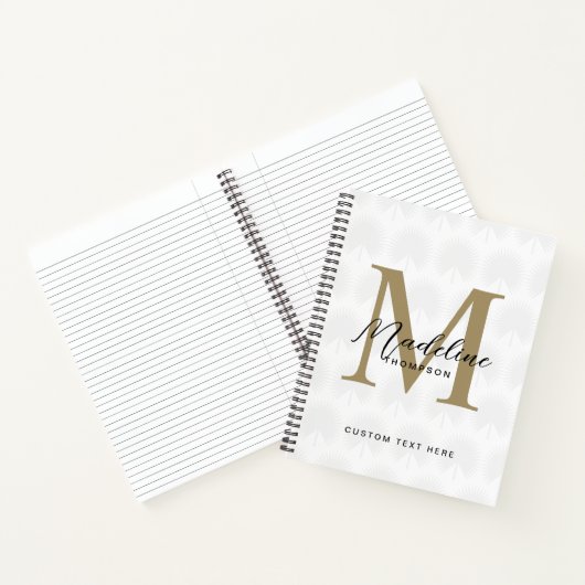 Minimalistisch witgoud anahaw blad script monogram notitieboek (Binnen)