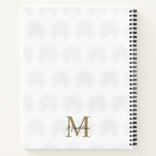 Minimalistisch witgoud anahaw blad script monogram notitieboek (Achterkant)